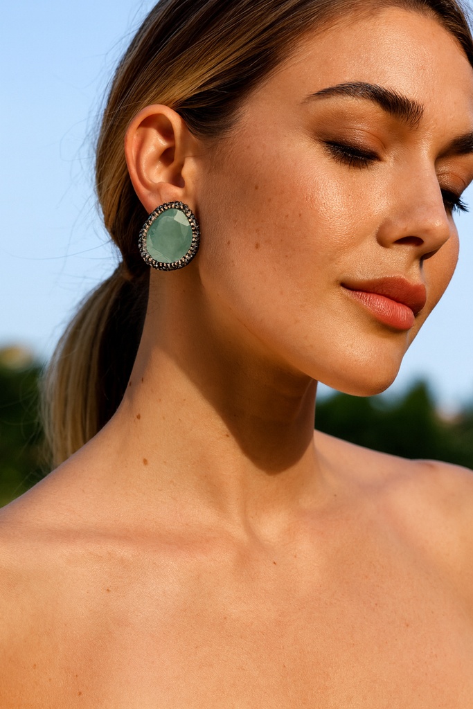 [No:17] Judith Gold Plated Stone Earrings