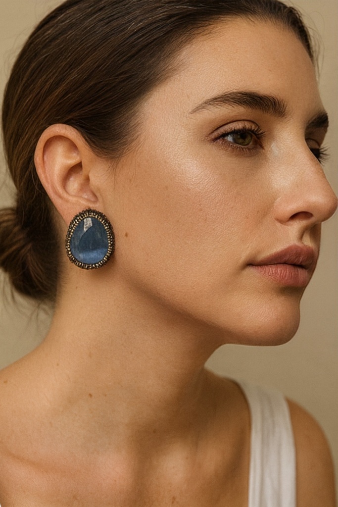 [No:14] Judith Gold Plated Stone Earrings