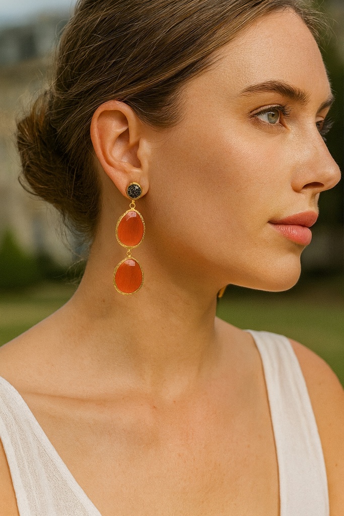 [No:13] Cara Gold Plated Stone Earrings