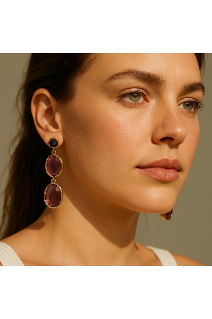 [TYCCBA14D73E89CB96DC25200] Cara Gold Plated Stone Earrings