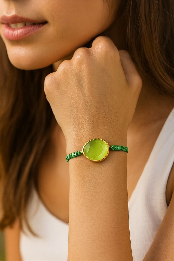 [No:113] Marie Gold Plated Stone Bracelet