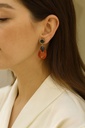 Ester Altın Kaplama Taşlı Küpe - Kırmızı